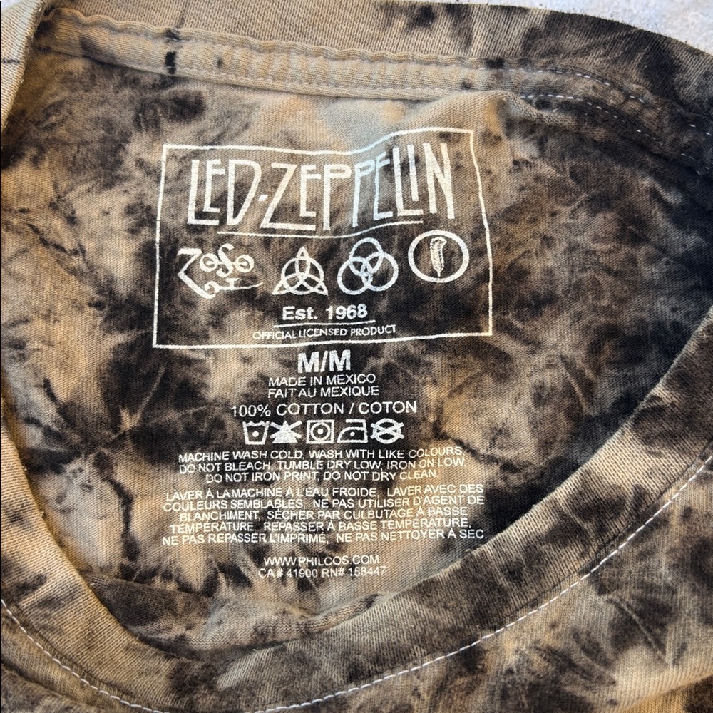 Led Zeppelin U.S. Tour 1975 Tie-Dye Tee - Black & Beige - Picture 2 of 3